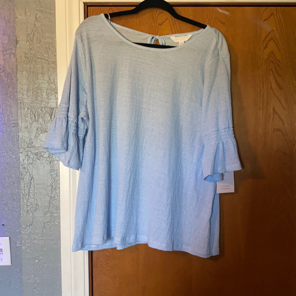 LC Lauren Conrad, blue and white small stripe pattern. New with tags!!